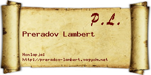 Preradov Lambert névjegykártya